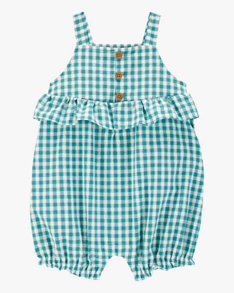  Product image 1 of Baby Gingham Tank Romper - Green