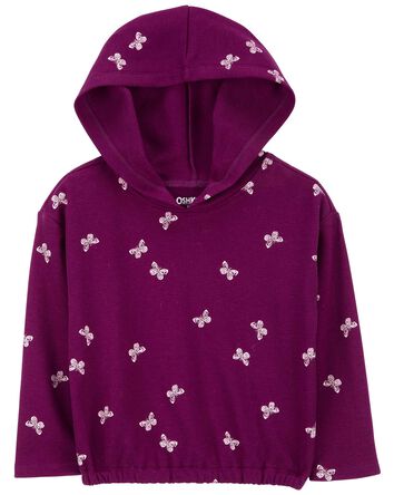 Toddler Butterfly Print Pullover Thermal Hoodie
