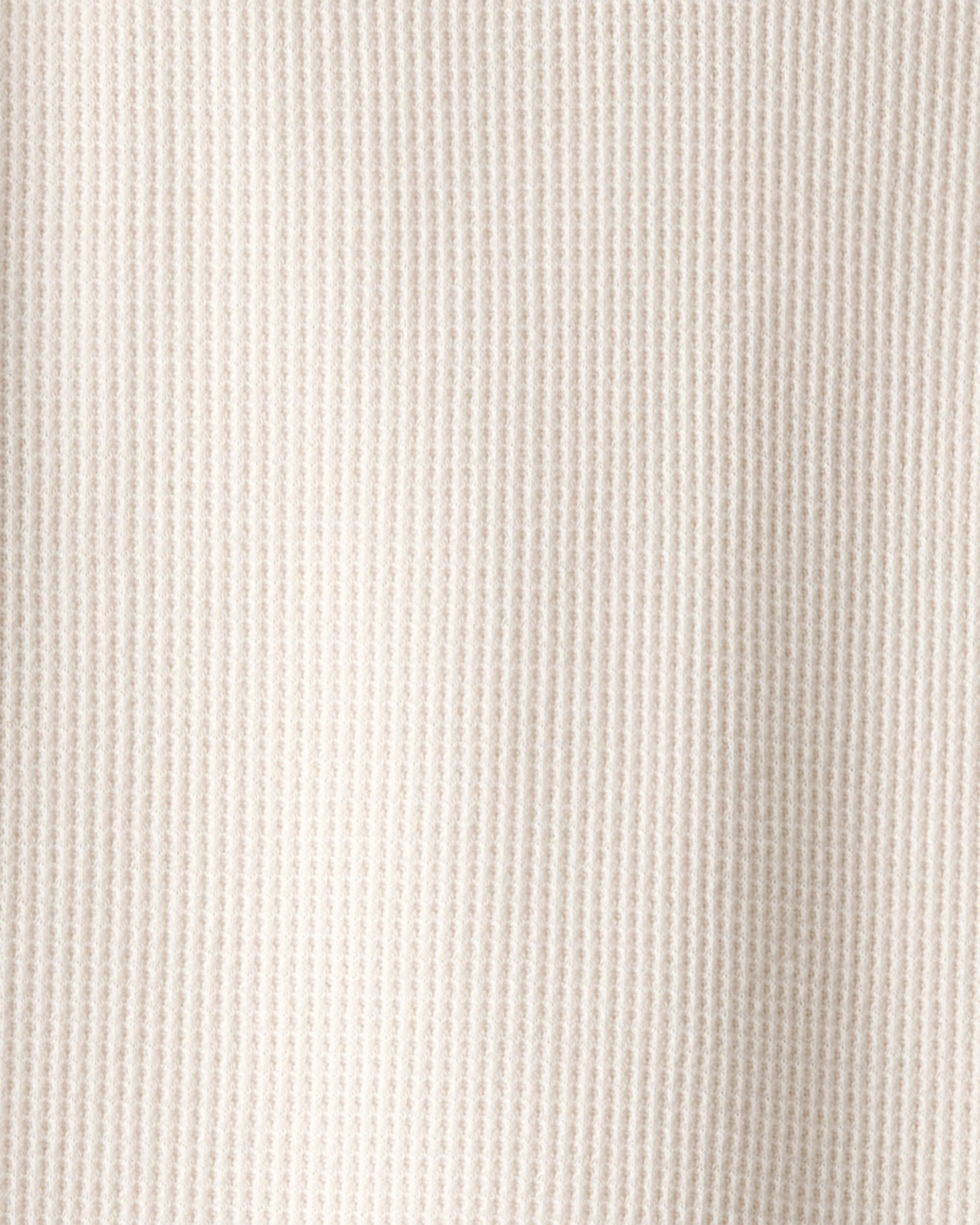 Boys Stripe Thermal Long-Sleeve Henley T-Shirt - Cream