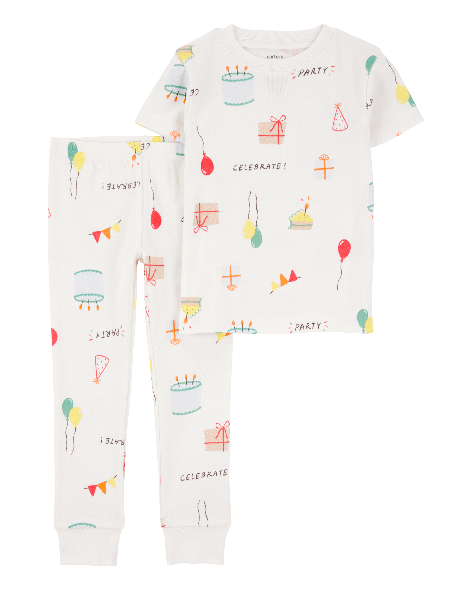 Toddler 2-Piece Birthday 100% Snug Fit Cotton Pajamas - Ivory