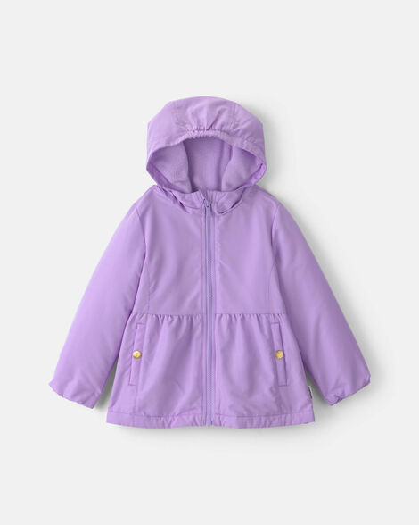 toddler girl hooded midweight winter jacket - purple