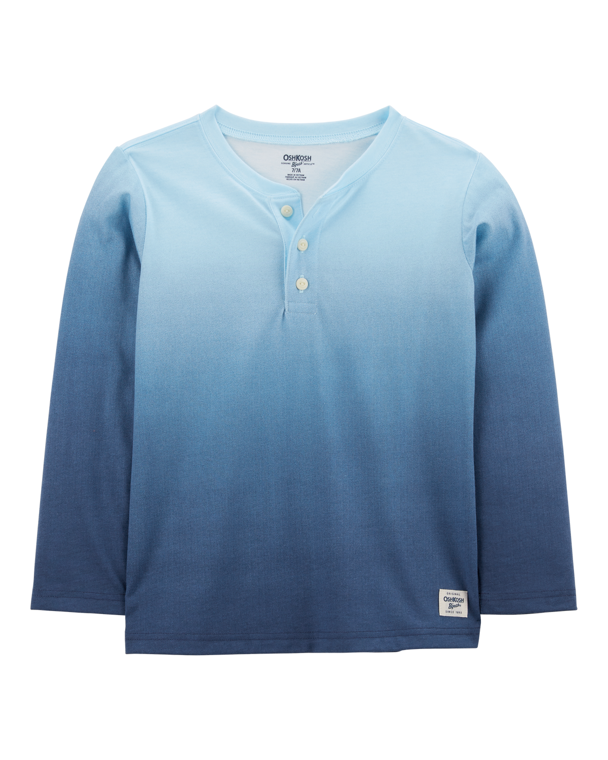 Kid Ombre Long-Sleeve Henley Shirt - Blue