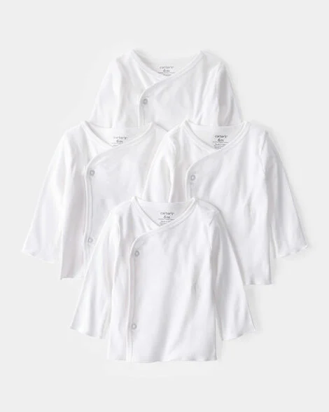 Image of Baby 4-Pack Long-Sleeve Side-Snap Tees - White