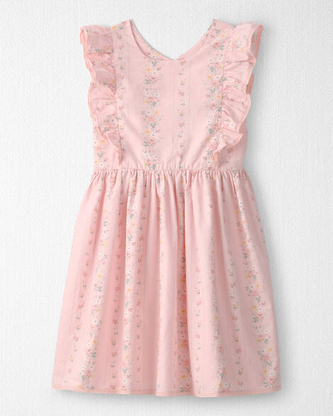 Girls Ruffle Dress Made with Organic Cotton in Spring Garden Print