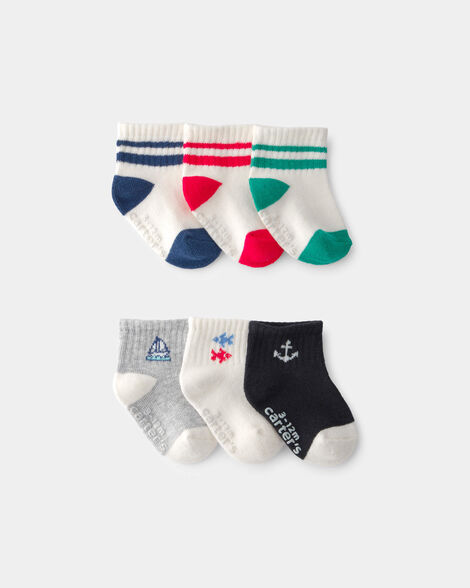 baby boy 6-pack nautical ankle socks