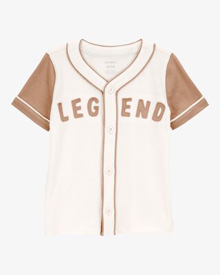Product image 1 of Baby Legend Baseball Vintage Button-Down Tee - Ivory/Green
