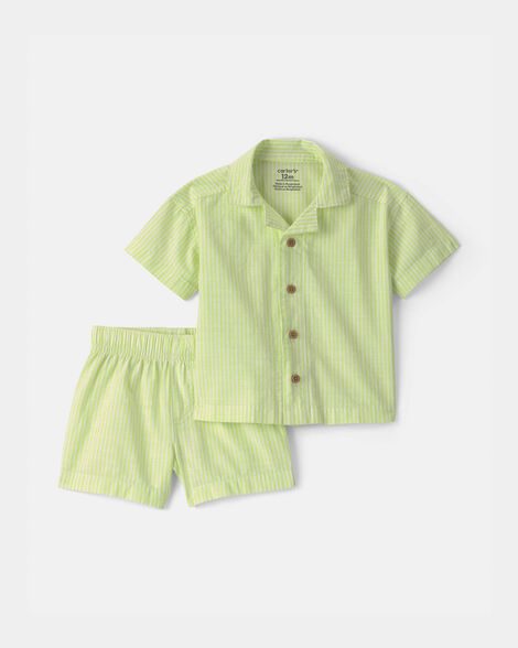 baby boy 2-piece top & short set - green