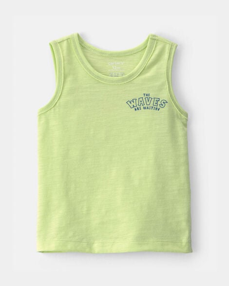 baby boy surfing crab tank top - green