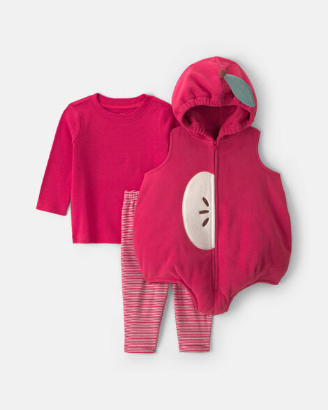 baby 3-piece apple halloween long-sleeve costume - red