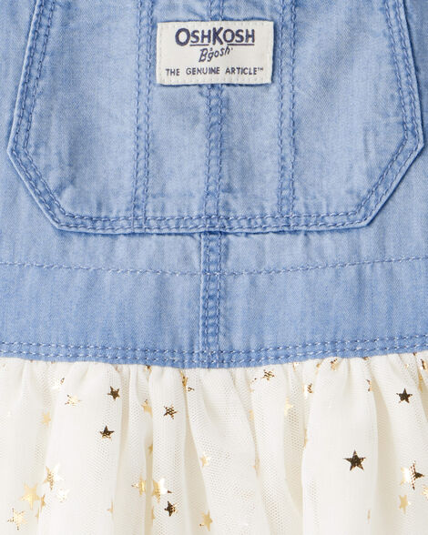 Toddler Iconic Denim Floral Shortalls - Blue