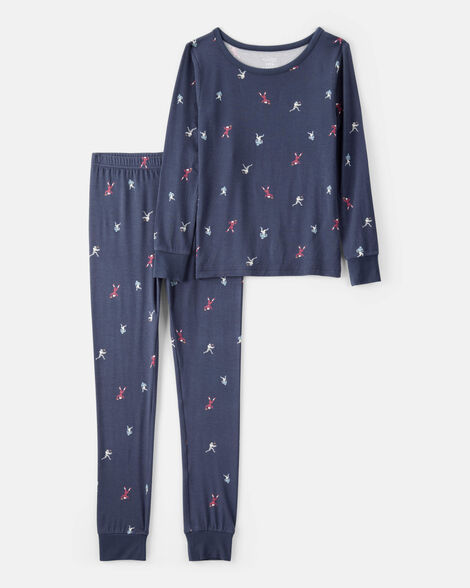 Product image 1 of Boys Football Print PurelySoft Long-Sleeve 2-Piece Pajamas - Navy Blue