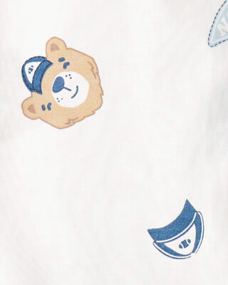 Product image 2 of Toddler Boy Varsity Bear Print Long-Sleeve Button-Down Shirt - White
