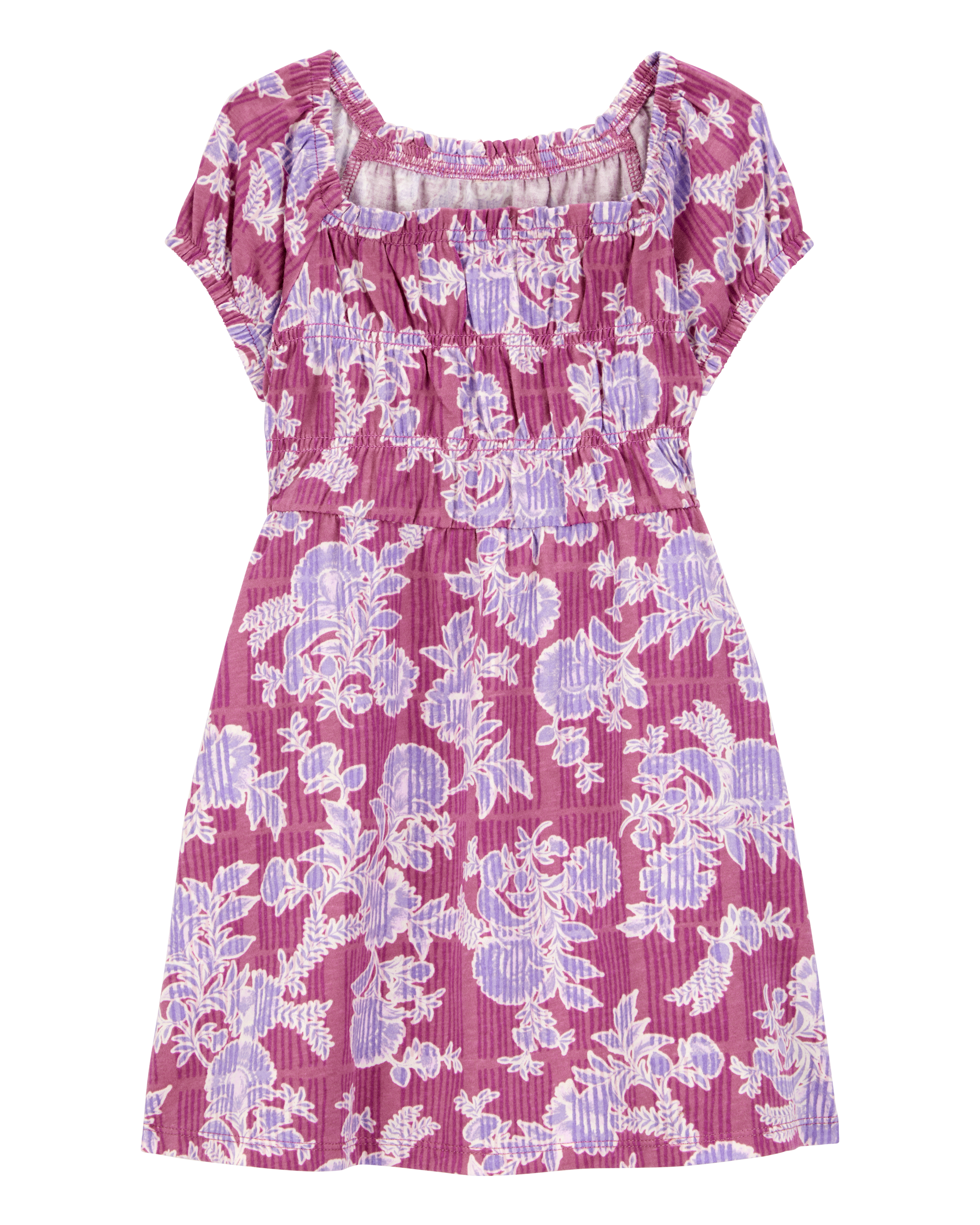 Toddler Smocked Floral Print Dress - Pink