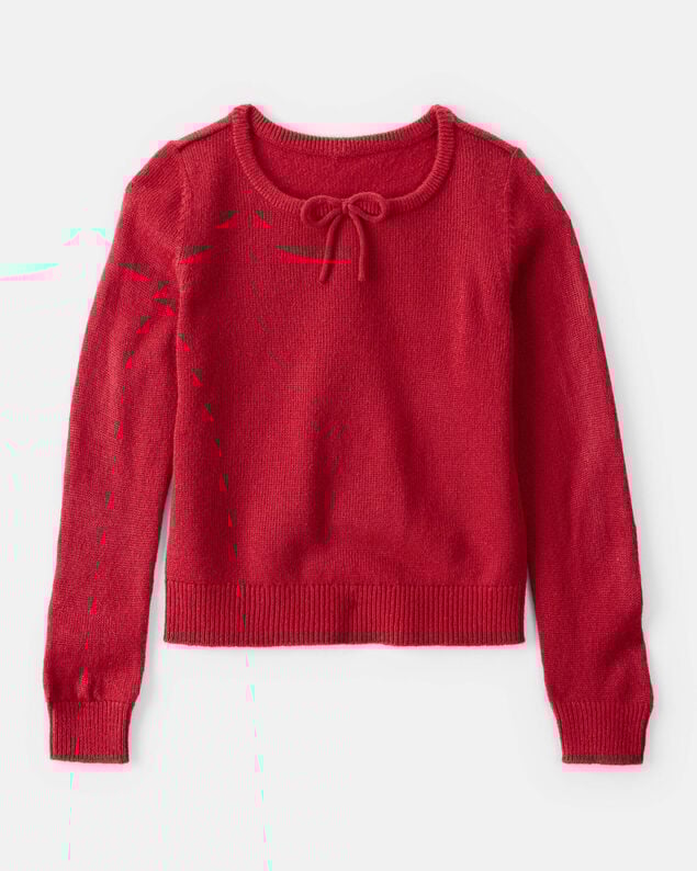 Product image 1 of Girls Bow Long-Sleeve Sweater - Red