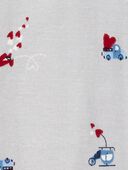 Grey - Toddler Heart Print Valentine's Day Cotton 1-Piece Pajamas, Selected