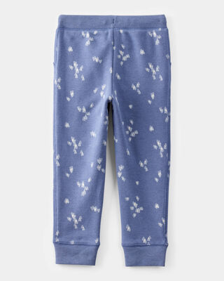 Product image 2 of Toddler Heart Print Fleece Drawstring Joggers - Blue