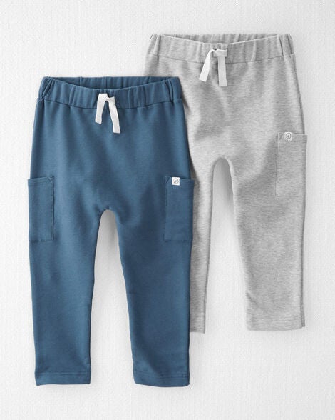  Product image 1 of Toddler 2-Pack Organic Cotton Pants - Deep Teal/Heather Grey