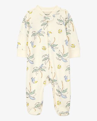 Product image 1 of Baby Palm Tree Print 2-Way Zip Sleep & Play Pajamas - Ivory