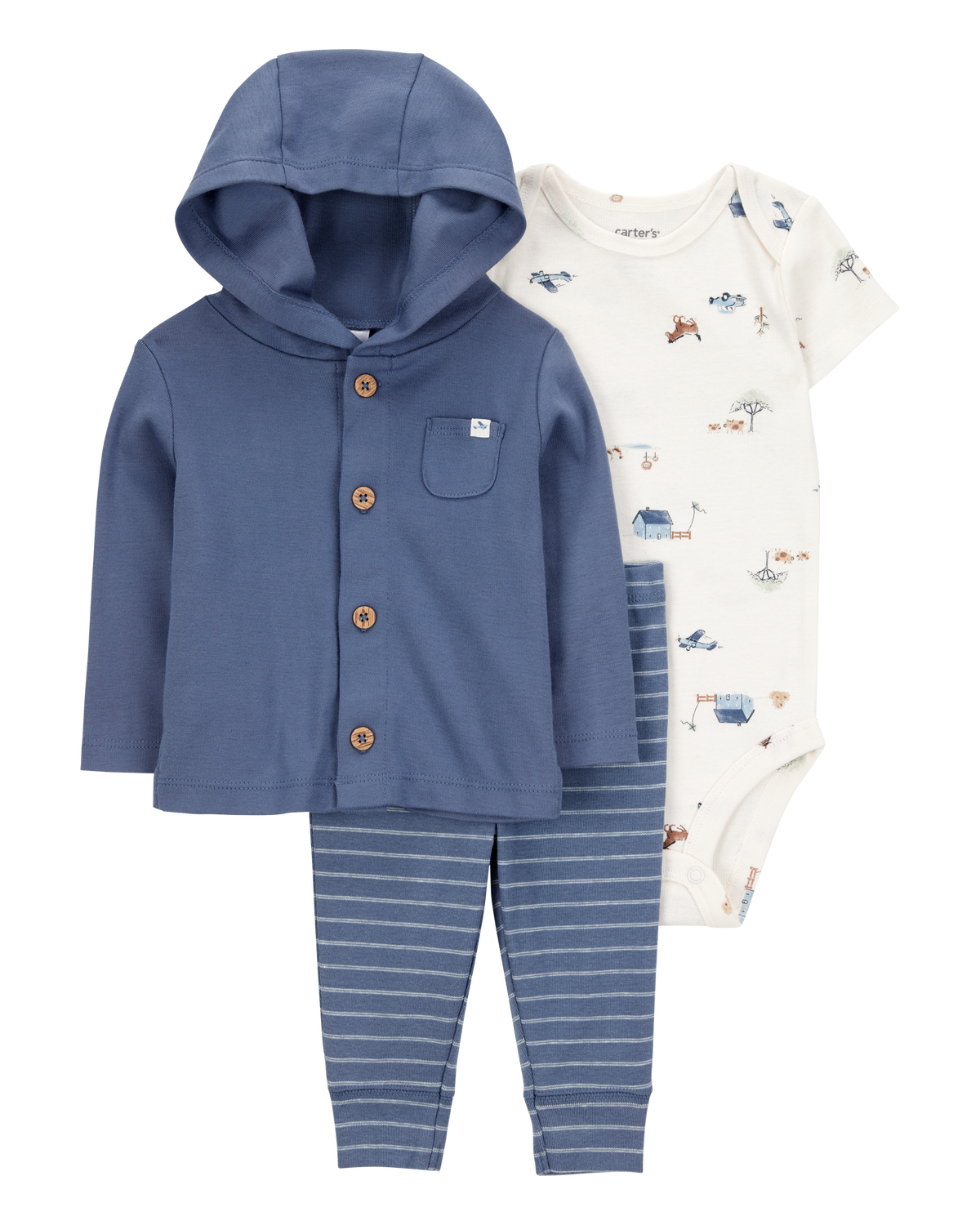 Baby Barn Print 3-Piece Cardigan Set - Navy/White - Carter's | Carter's