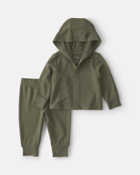 baby boy 2-piece purelysoft™ hoodie layering set - olive green
