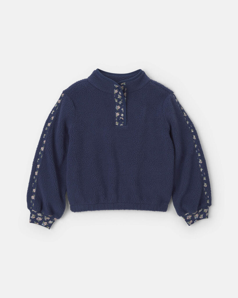 OshKosh B'gosh Girls Floral Fleece Pullover- Navy Blue 10 Navy Blue