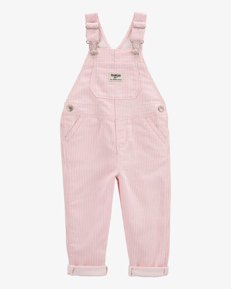  Product image 1 of Toddler Knit Denim Hickory Stripe Overalls - Pink
