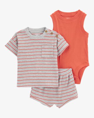 Product image 1 of Baby 3-Piece Outfit Set - Heather/Orange
