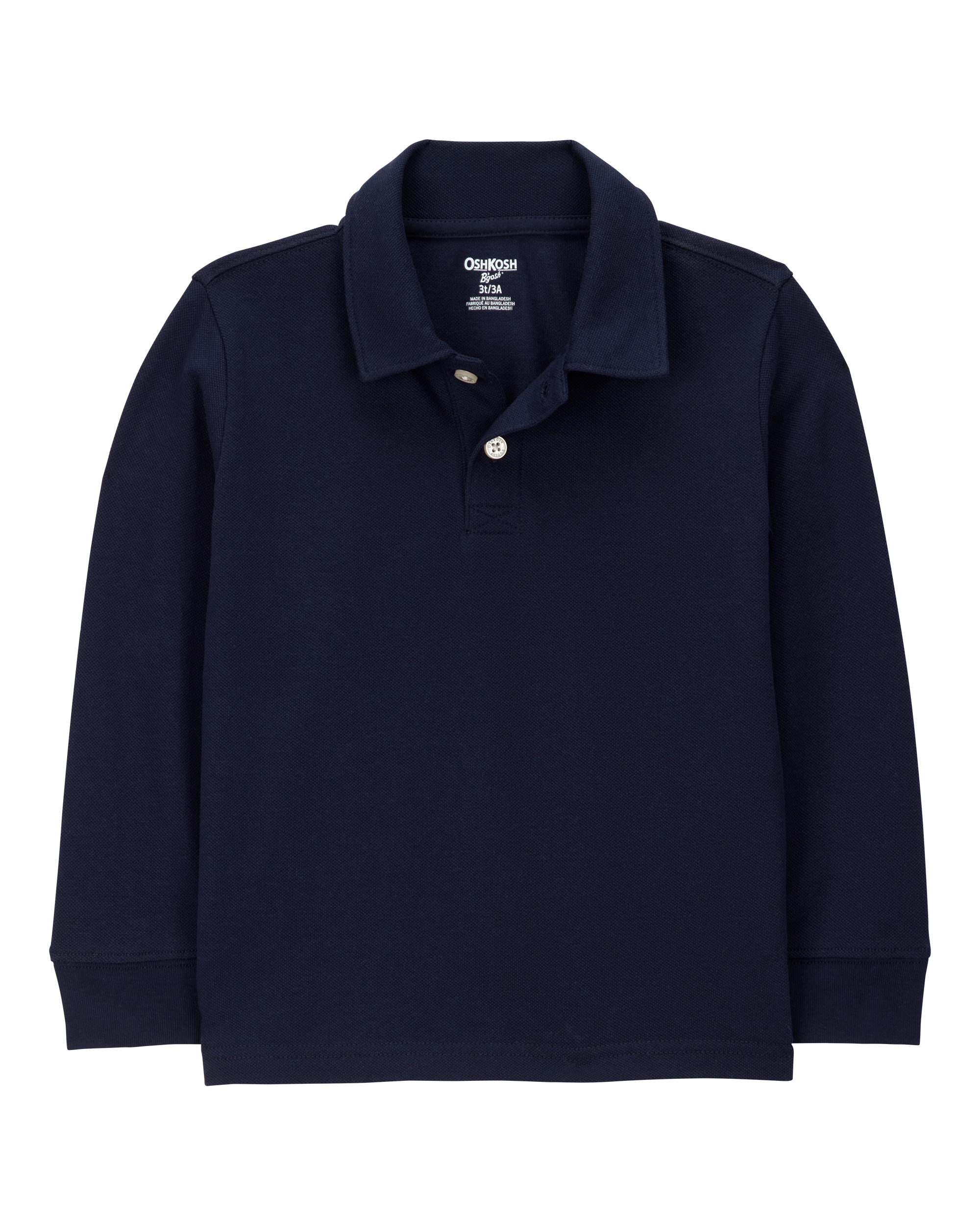 Toddler Pique Long-Sleeve Polo Shirt - Navy