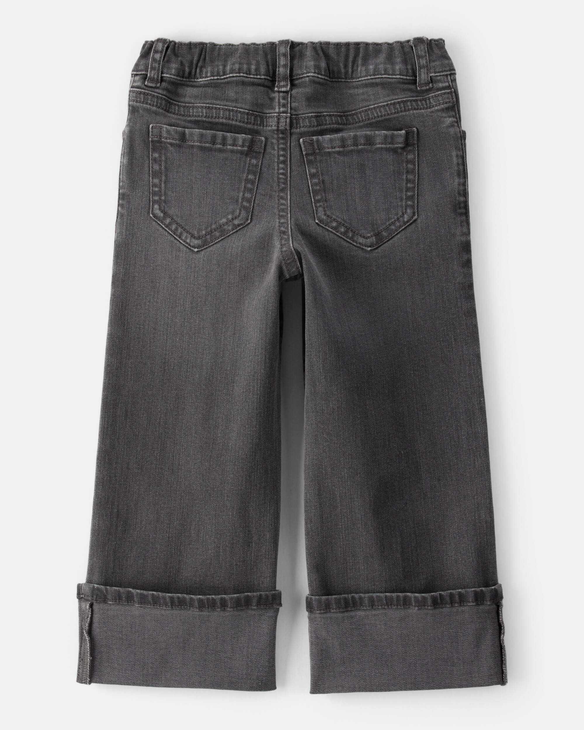 Toddler Girl Denim Wide-Leg Cuff Jeans - Grey