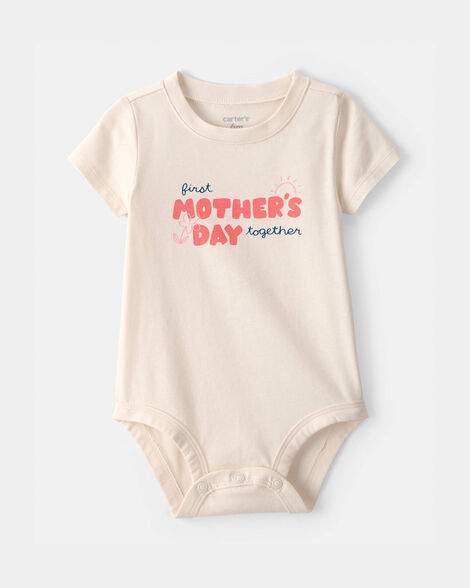 baby 'mother's day' graphic bodysuit - cream