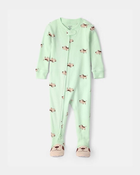 toddler dog 100% cotton snug fit 1-piece pajama - green