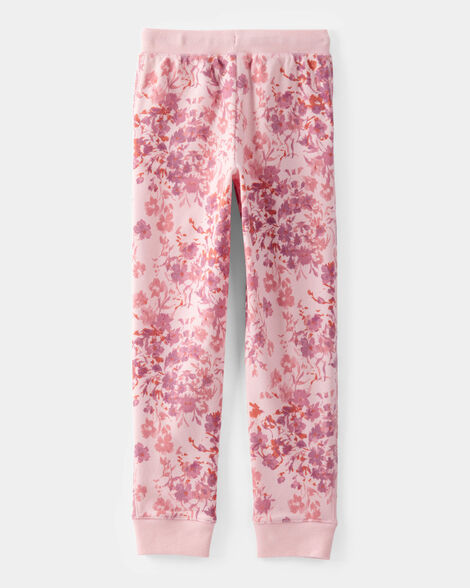 Product image 2 of Girls Floral Fleece Drawstring Joggers - Pink