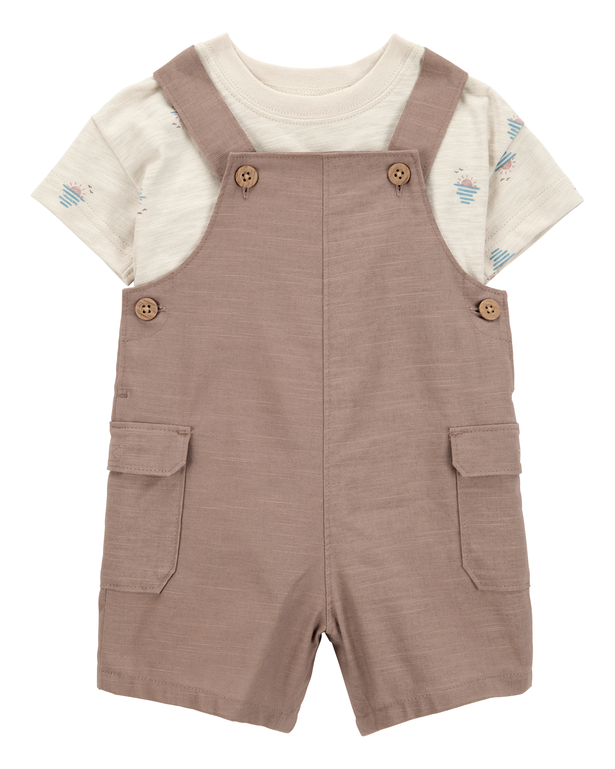 Baby Boy 2-Piece Sunset Tee & Shortall Set - Brown