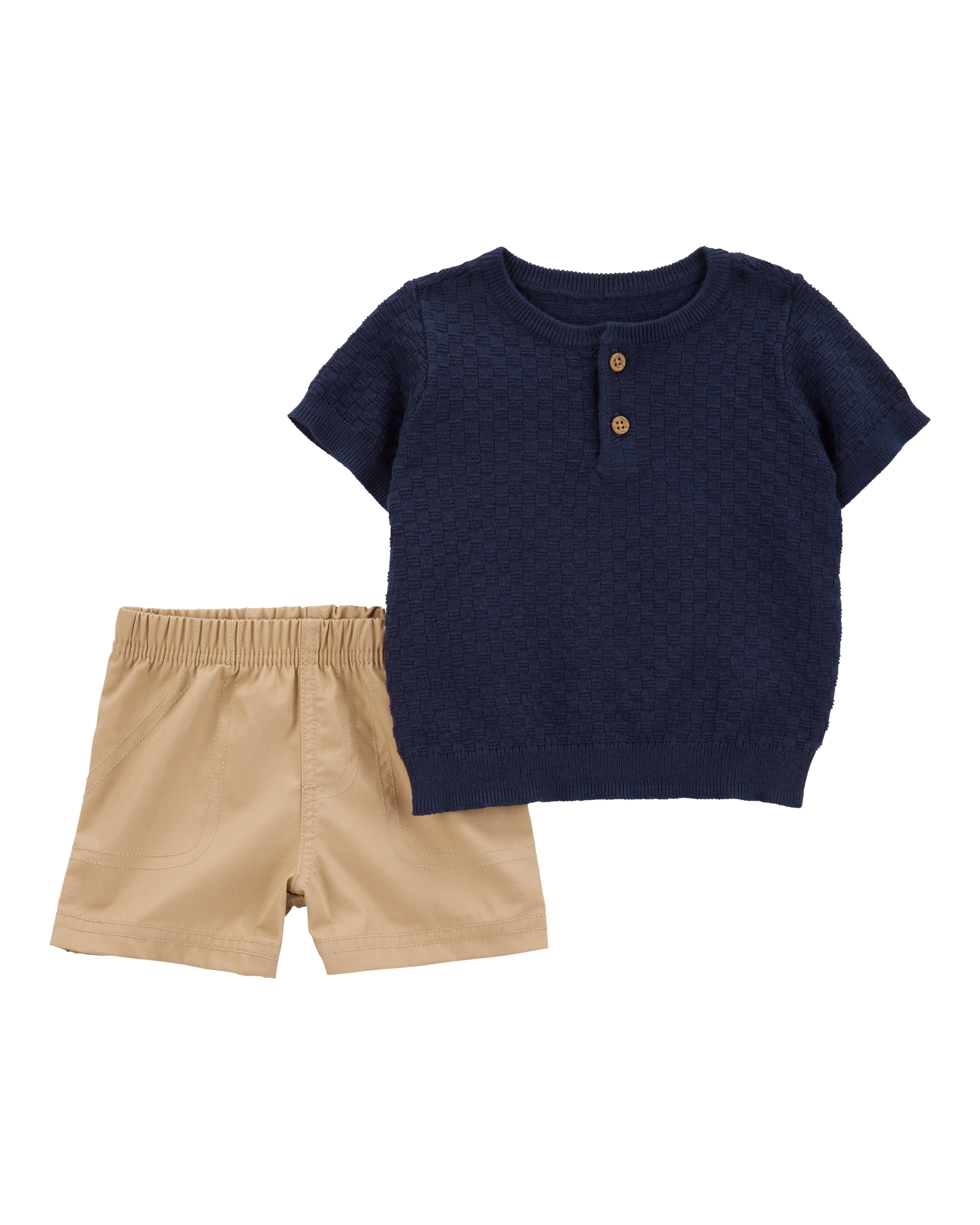 Baby 2-Piece Sweater Knit Henley & Short Set