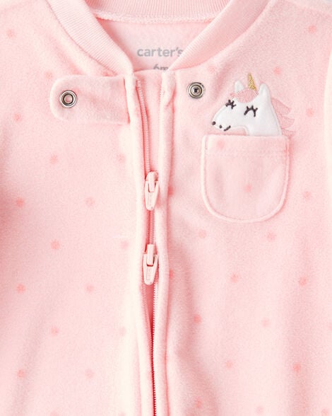 Baby Girl Bow Print Loose Fit Long-Sleeve Sleep & Play - Pink