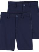 Navy - Kid 2-Pack Ponte Knit Uniform Shorts, Selected
