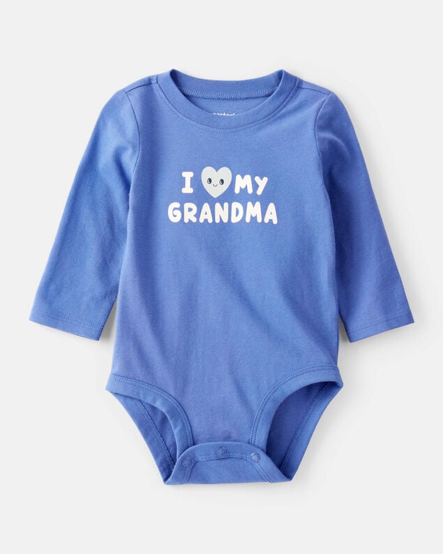 Product image 1 of Baby Boy I Love My Grandma Cotton Long-Sleeve Graphic Bodysuit - Blue