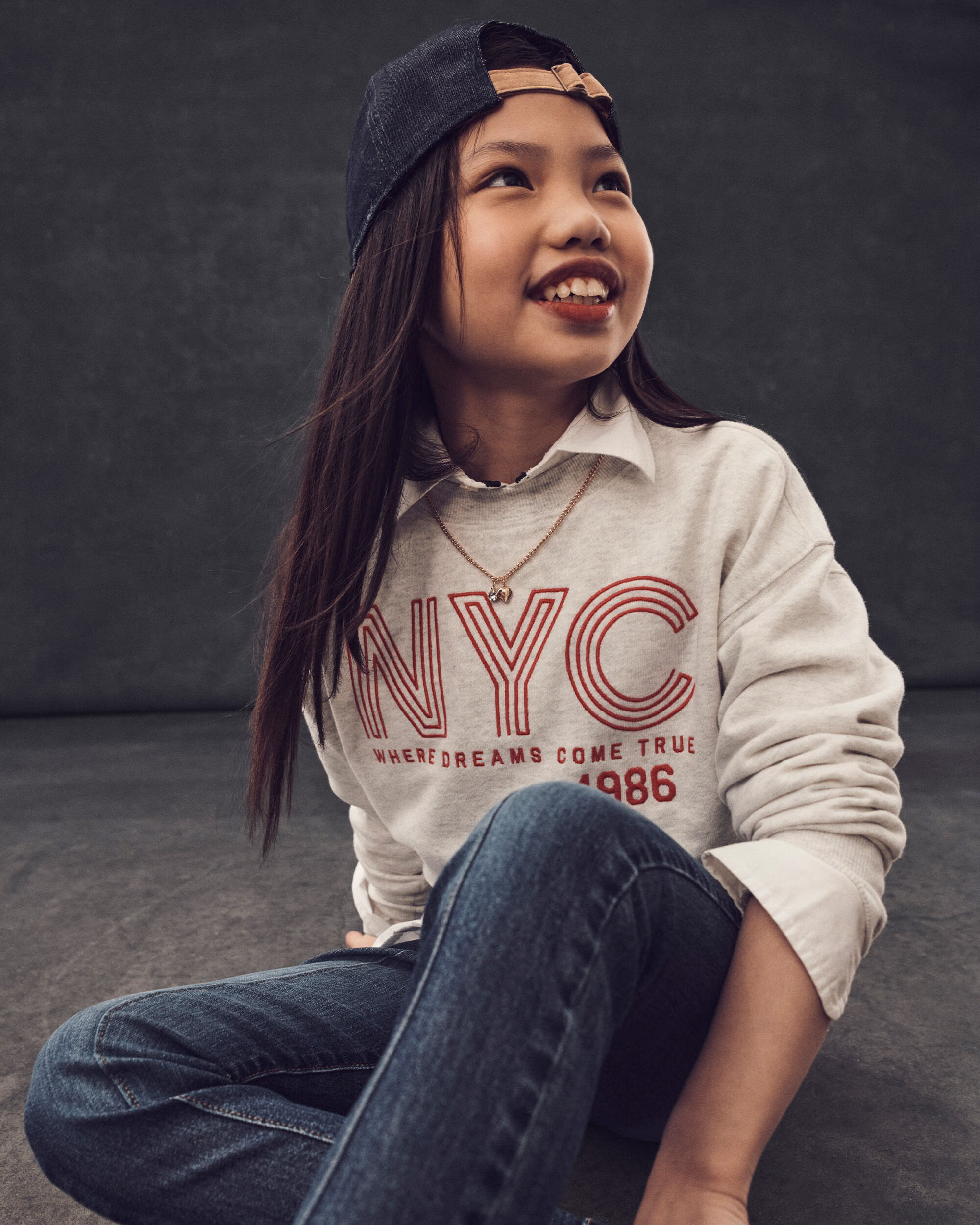 Kid Oversized New York City Graphic Sweatshirt - Grey
