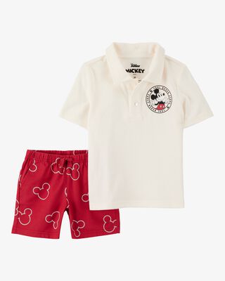 Product image 1 of Toddler 2-Piece Mickey Mouse Polo Shirt & Short Set - Heather/Red