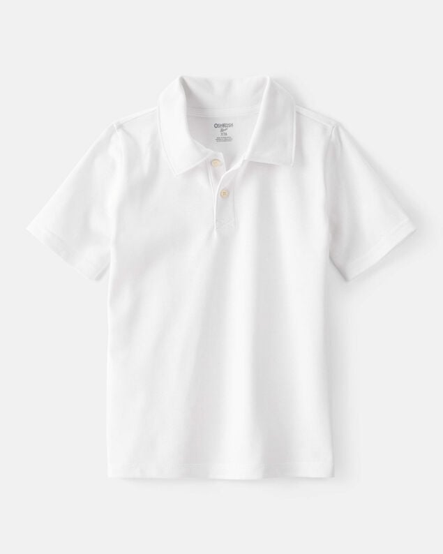 Product image 1 of Kid Pique Uniform Polo Shirt - White