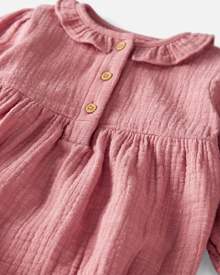 Product image 2 of Baby Organic Cotton Gauze Ruffle Bubble in Dark Blush