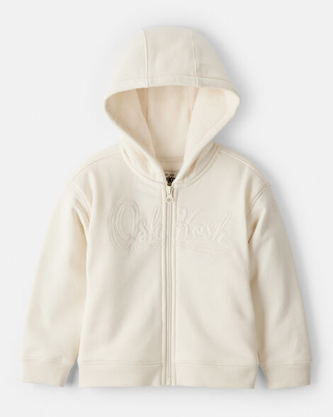 Toddler Girl Hooded Zip-Up Jacket - Cream