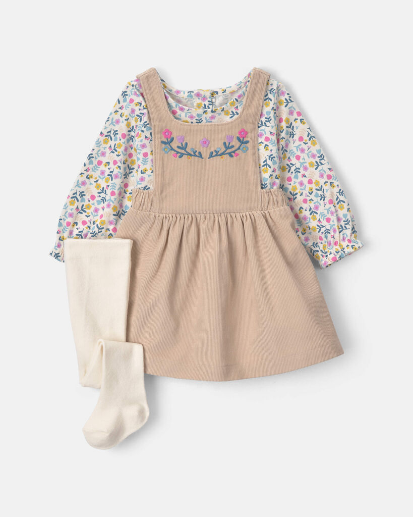 Carter's baby girl floral corduroy long-sleeve dress set 12M Multi