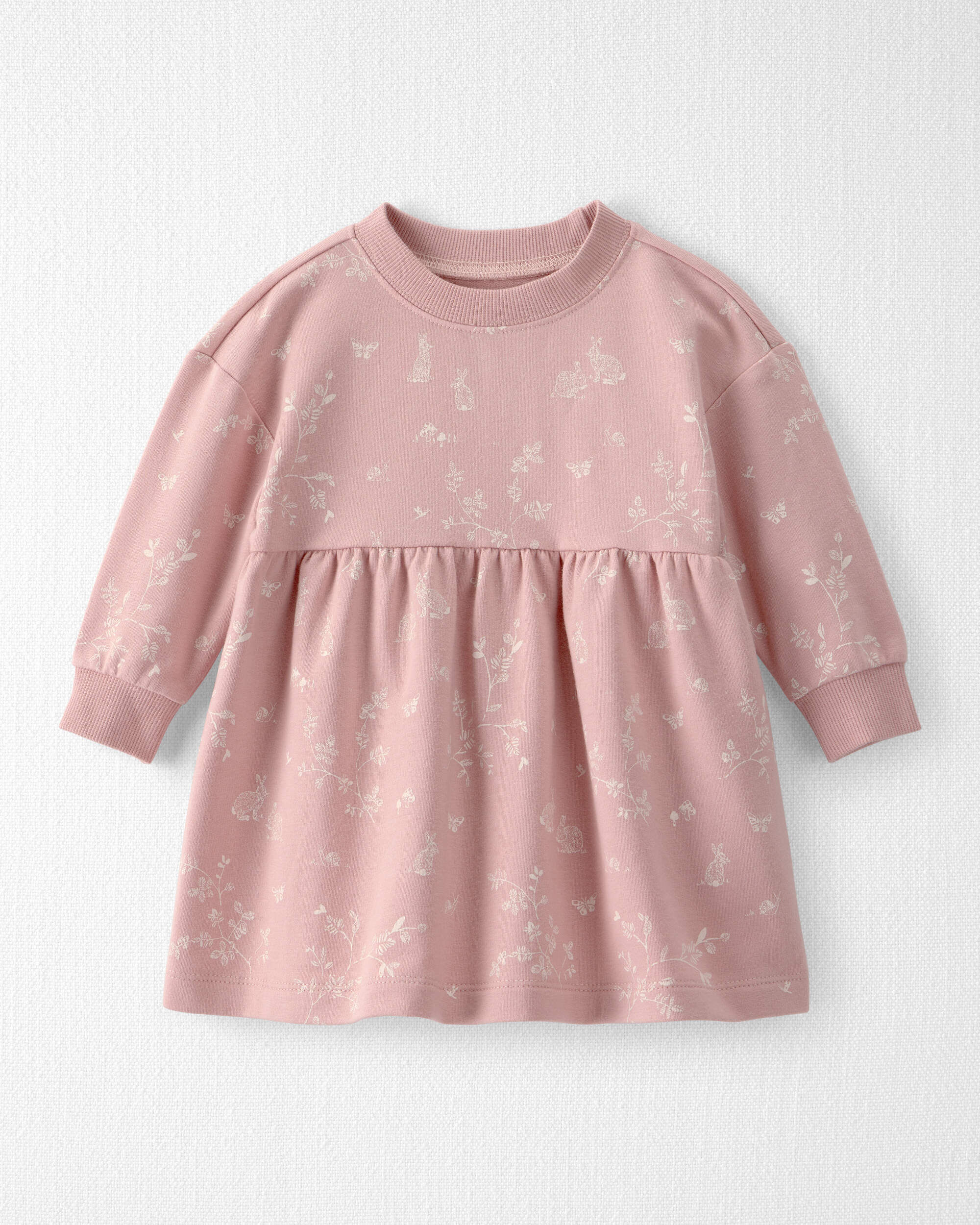 Little Planet Baby Girl Organic Cotton French Terry Dress in Pink Bunnies Print 12M Pink Bunnies 12$