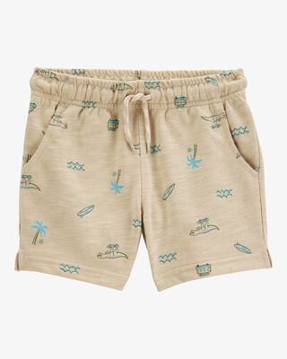 Product image 1 of Baby Beach Print Pull-On French Terry Shorts - Khaki