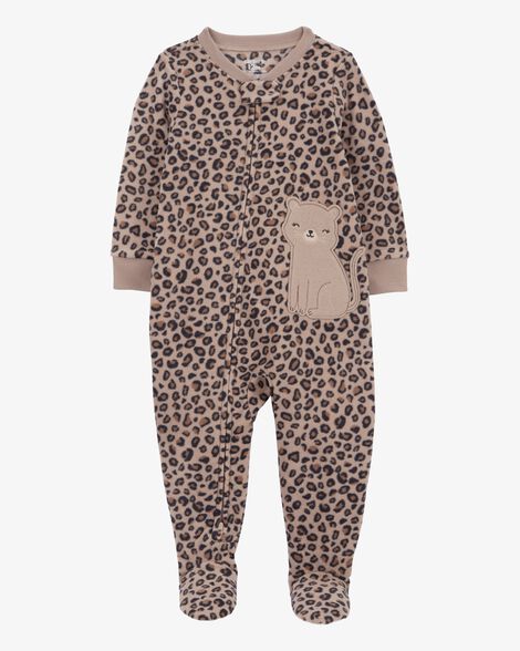 Product image 1 of Toddler 1-Piece Cheetah Print Fleece Footie Pajamas