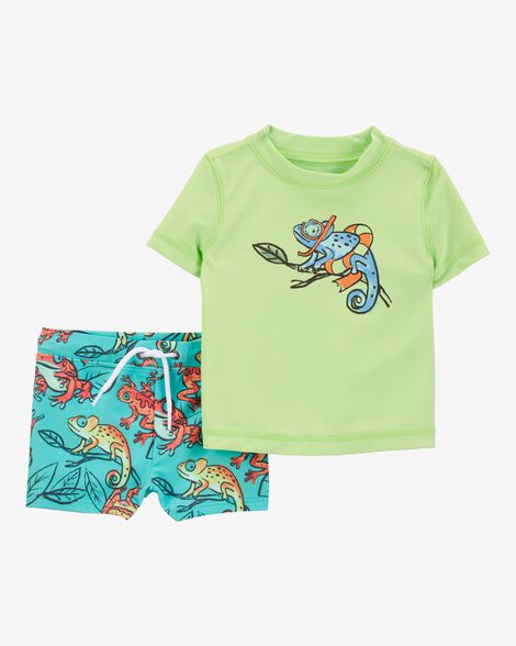 Product image 1 of Baby Boy 2-Piece Iguana Rashguard & Swim Trunks
