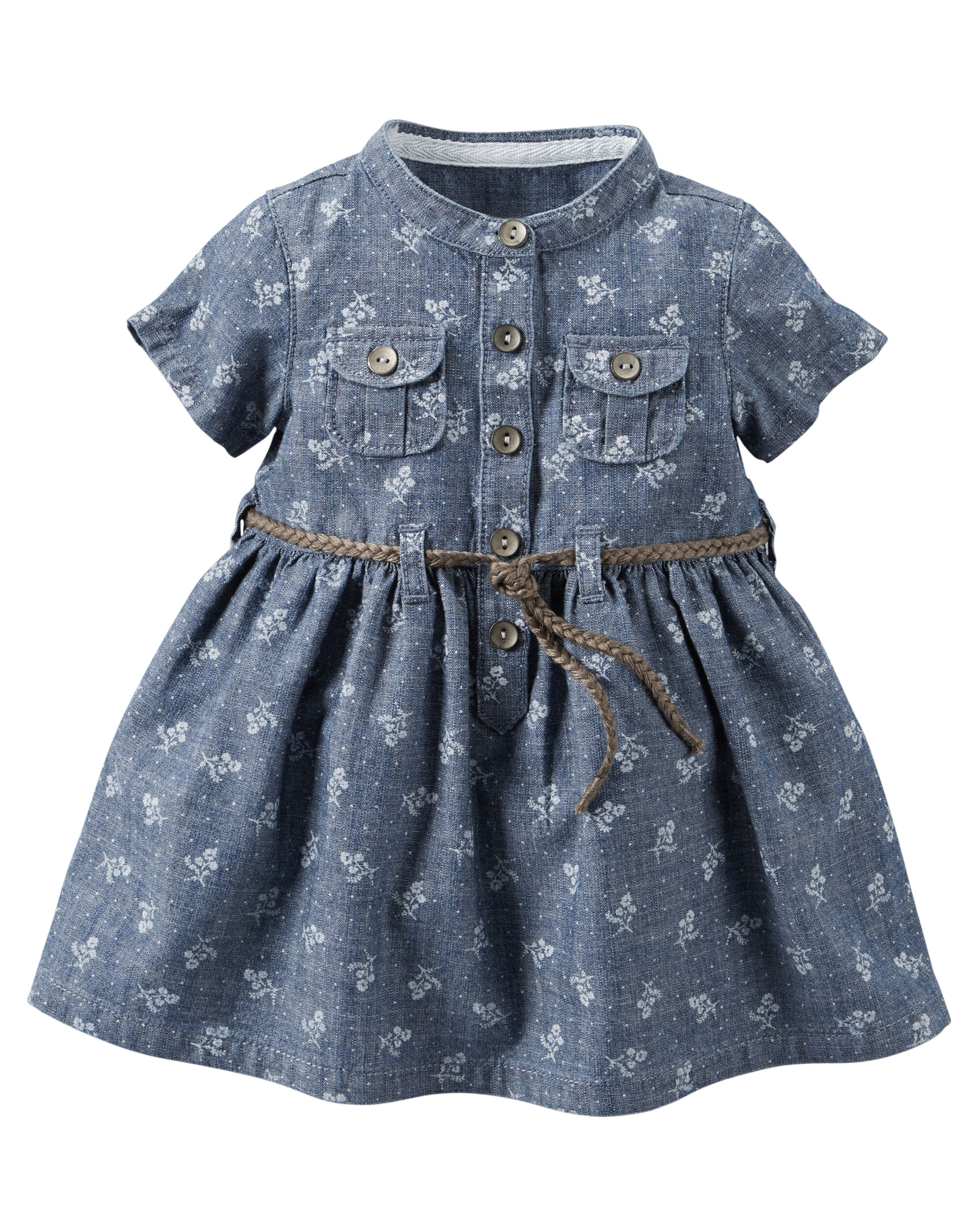 2Piece Chambray Dress & Sweater Set