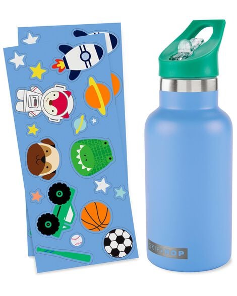  Product image 3 of Stainless Steel Canteen Bottle With Stickers - Blue