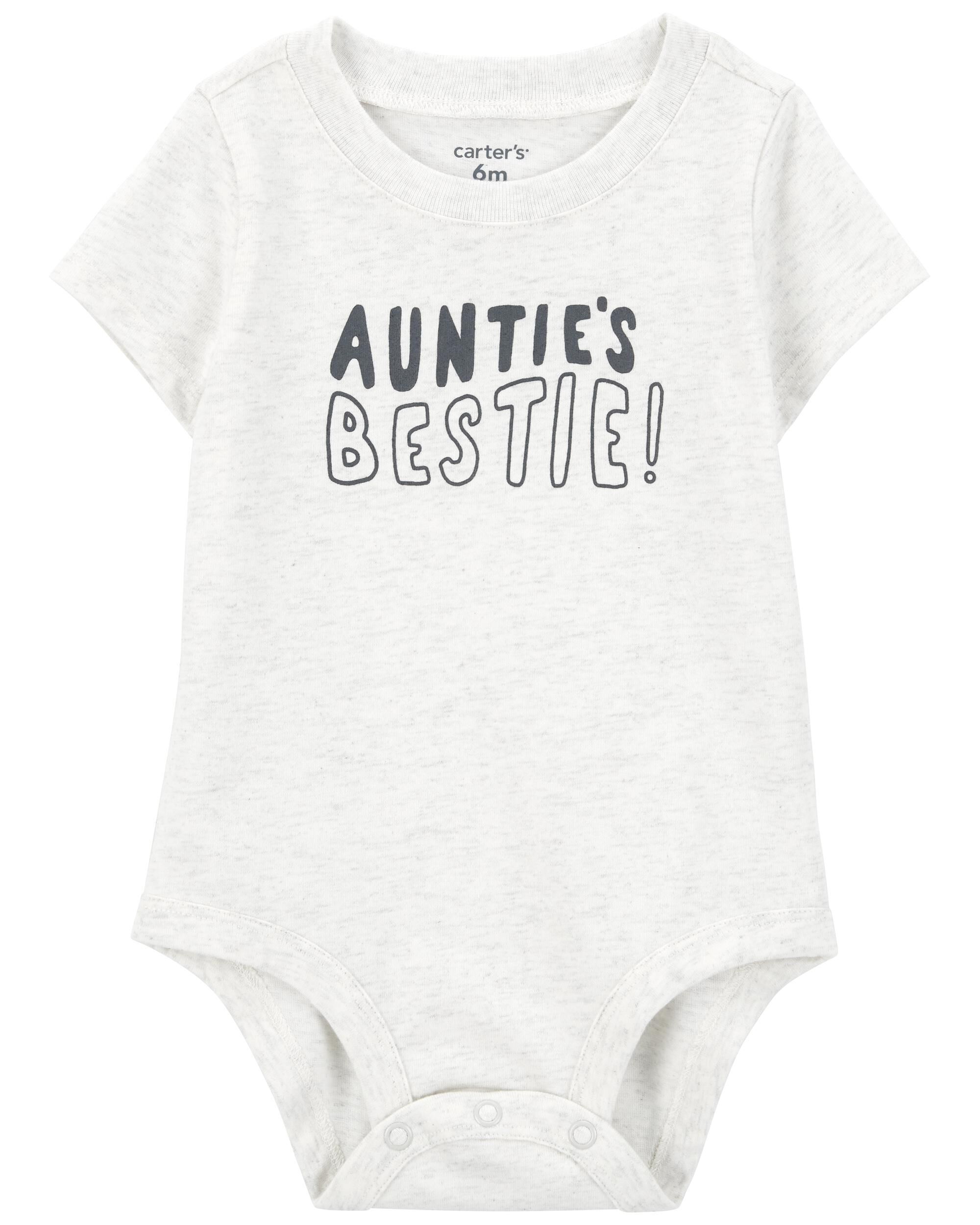 Baby "Auntie's Bestie" Short-Sleeve Bodysuit - Grey